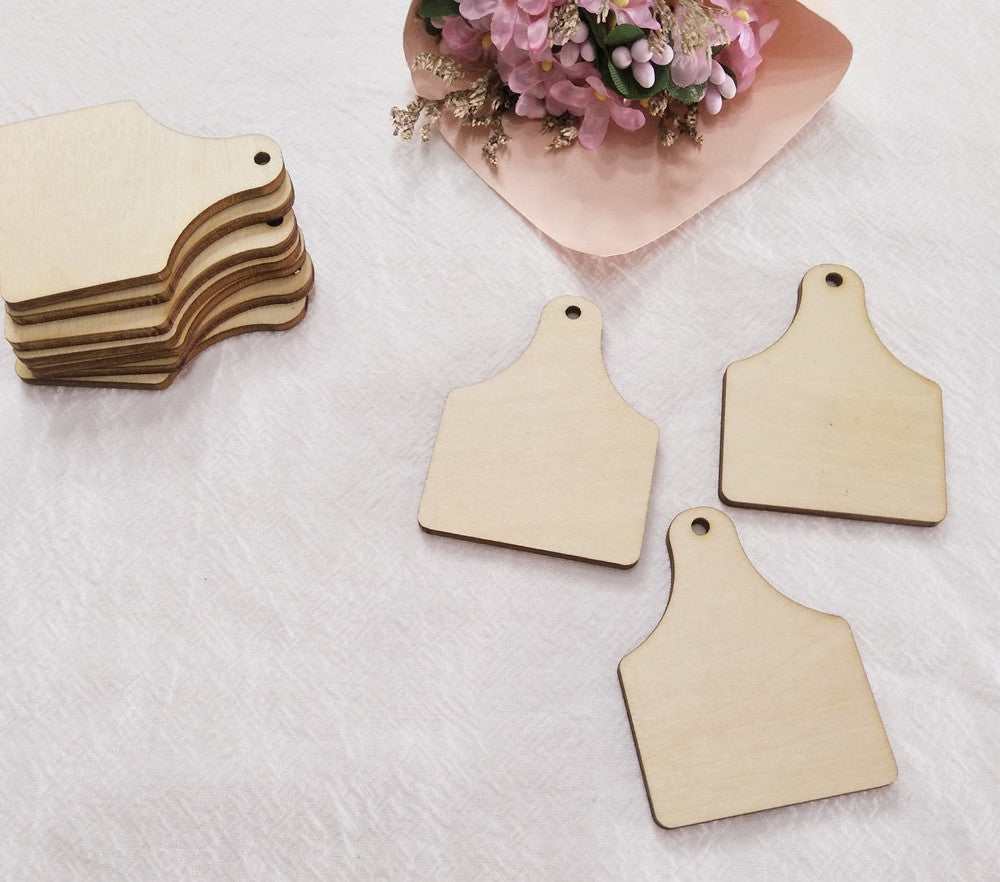 30PCS Cow Tag Natural Wood Earrings Blanks,Wood Jewelry Accessories, DIY Unfinished Wood Shapes