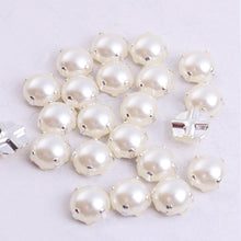 Load image into Gallery viewer, 200PCS Sewing Pearl Beads Rhinestones Sew On Pear Rhinestones with Silver Claw Flatback Half Round Pearl for Craft Garment 
