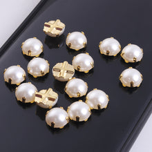 Load image into Gallery viewer, 200PCS Sewing Pearl Beads Rhinestones Sew On Pear Rhinestones with Silver Claw Flatback Half Round Pearl for Craft Garment 
